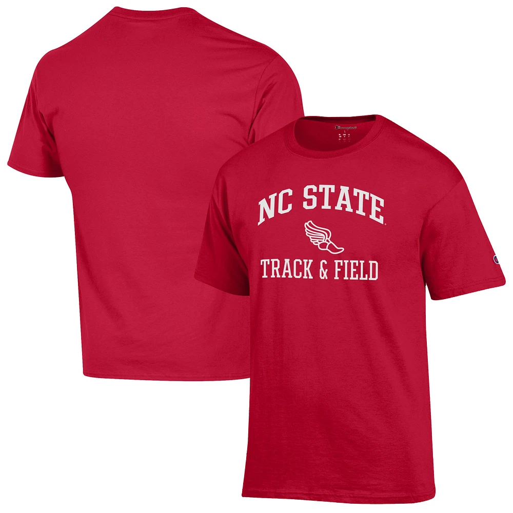 Men's Champion Red NC State Wolfpack Track & Field Icon T-Shirt
