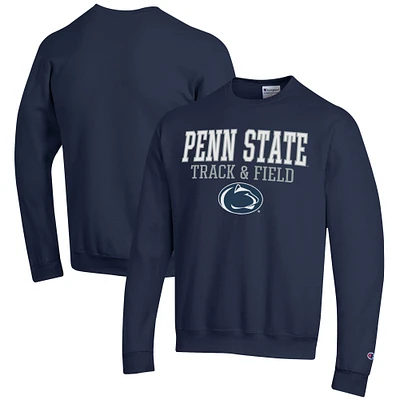 Men's Champion Navy Penn State Nittany Lions Track & Field Stack Powerblend Pullover Sweatshirt