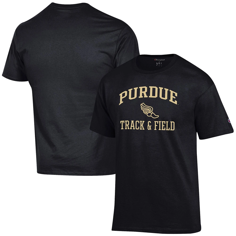 Men's Champion Black Purdue Boilermakers Track & Field Icon T-Shirt