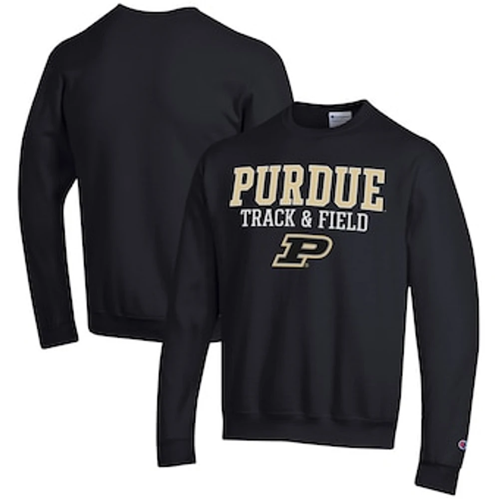 Men's Champion Purdue Boilermakers Track & Field Stack Powerblend Pullover Sweatshirt