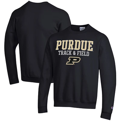 Men's Champion Purdue Boilermakers Track & Field Stack Powerblend Pullover Sweatshirt