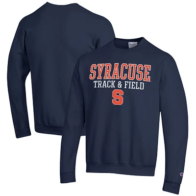 Men's Champion Navy Syracuse Orange Track & Field Stack Powerblend Pullover Sweatshirt