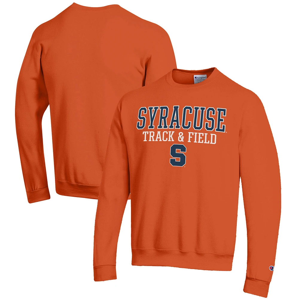 Men's Champion Orange Syracuse Track & Field Stack Powerblend Pullover Sweatshirt