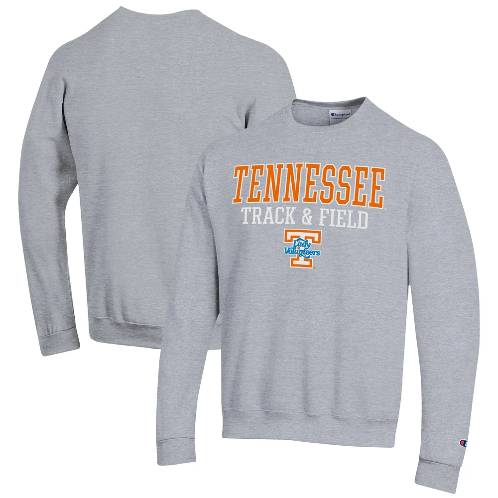 Men's Champion Gray Tennessee Volunteers Track & Field Stack Powerblend Pullover Sweatshirt