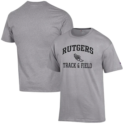 Men's Champion Gray Rutgers Scarlet Knights Track & Field Icon T-Shirt