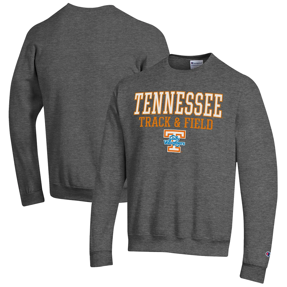 Men's Champion Charcoal Tennessee Volunteers Track & Field Stack Powerblend Pullover Sweatshirt