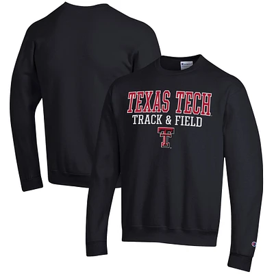 Men's Champion Texas Tech Red Raiders Track & Field Stack Powerblend Pullover Sweatshirt