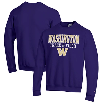 Men's Champion Washington Huskies Track & Field Stack Powerblend Pullover Sweatshirt