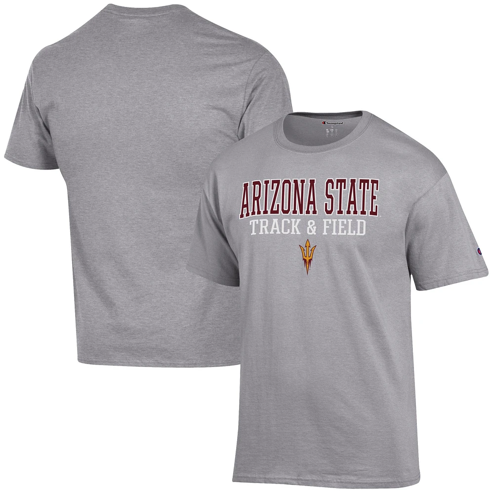 Men's Champion Gray Arizona State Sun Devils Track & Field Stack T-Shirt