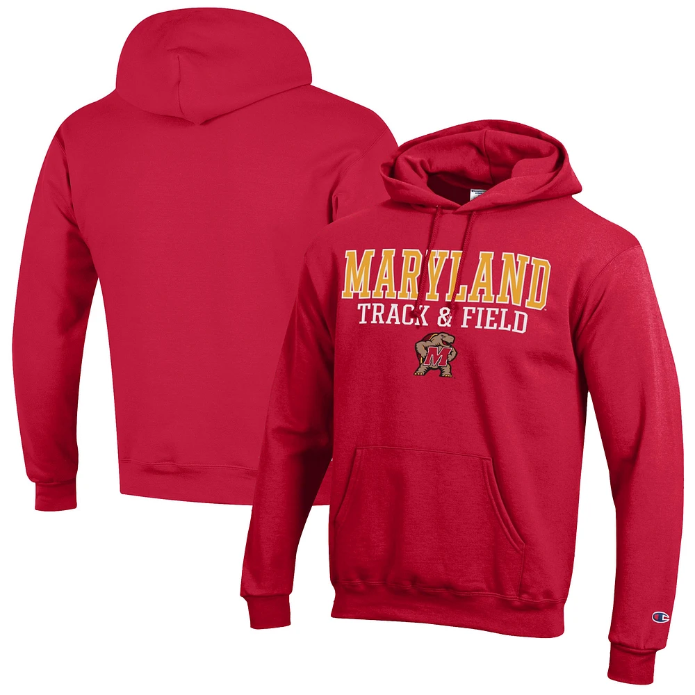 Men's Champion Maryland Terrapins Track & Field Stack Powerblend Pullover Hoodie