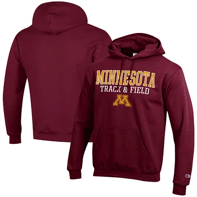 Men's Champion Maroon Minnesota Golden Gophers Track & Field Stack Powerblend Pullover Hoodie
