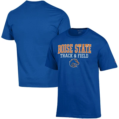 Men's Champion Royal Boise State Broncos Track & Field Stack T-Shirt