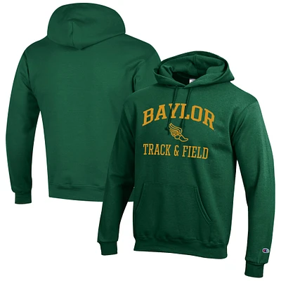 Men's Champion Green Baylor Bears Track & Field Icon Powerblend Pullover Hoodie