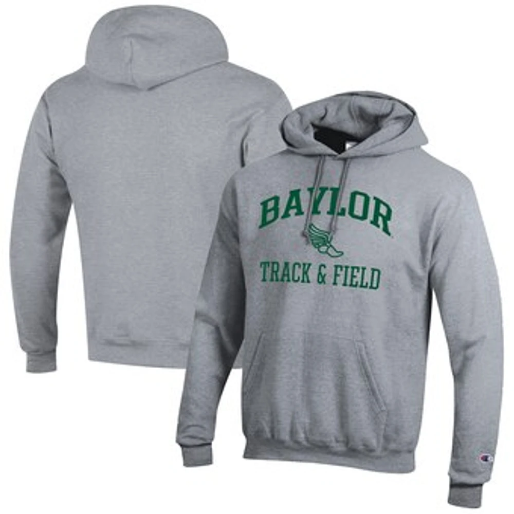 Men's Champion Gray Baylor Bears Track & Field Icon Powerblend Pullover Hoodie