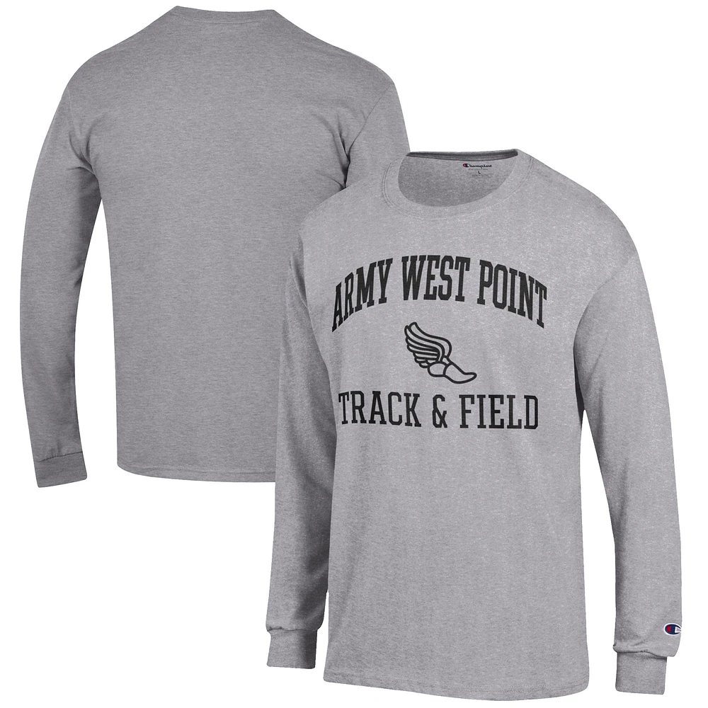 Men's Champion Gray Army Black Knights Track & Field Icon Long Sleeve T-Shirt