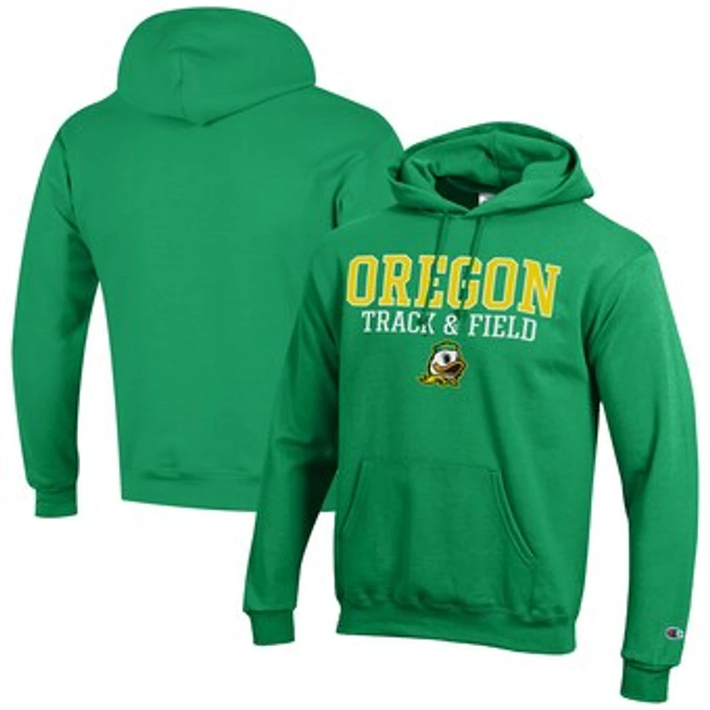 Men's Champion Green Oregon Ducks Track & Field Stack Powerblend Pullover Hoodie