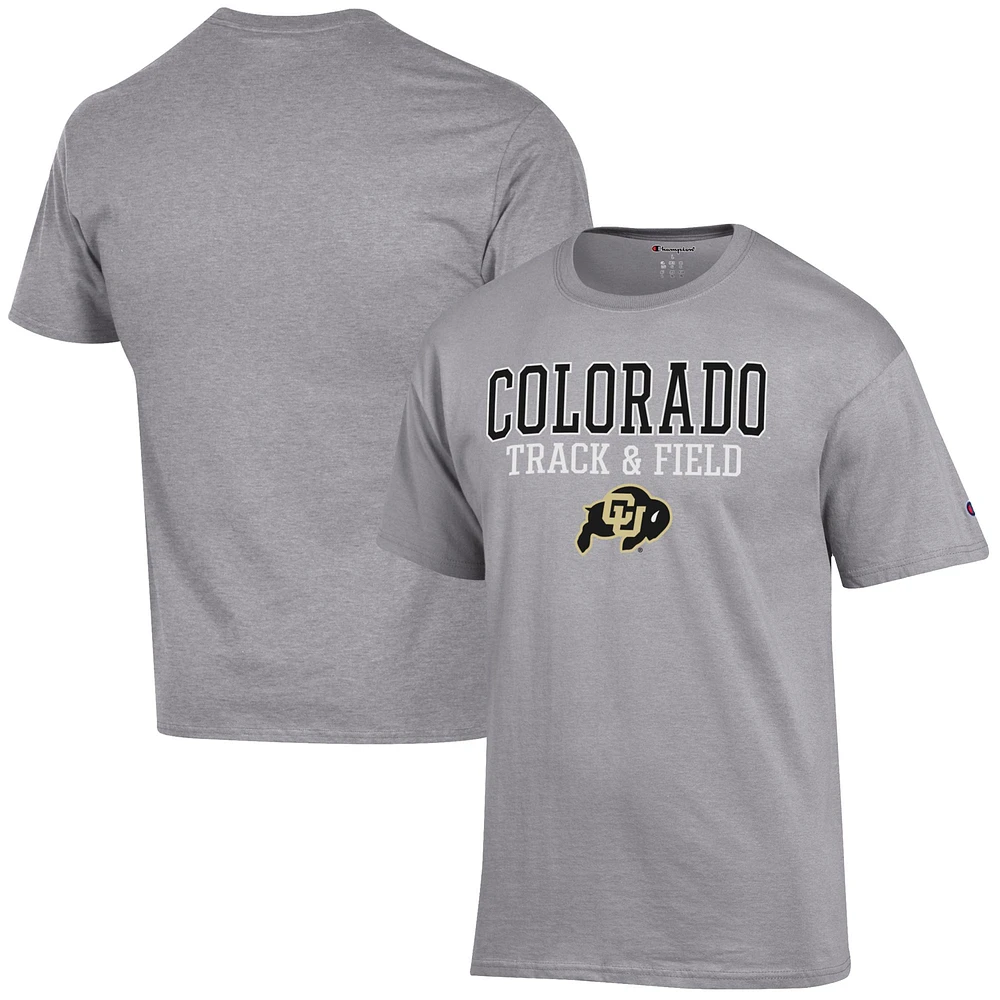 Men's Champion Gray Colorado Buffaloes Track & Field Stack T-Shirt