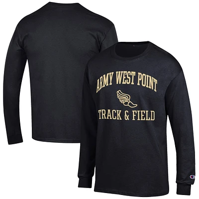 Men's Champion Black Army Knights Track & Field Icon Long Sleeve T-Shirt