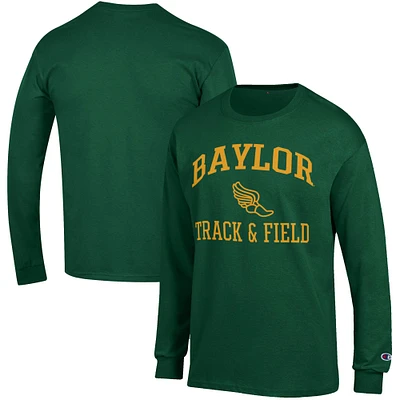 Men's Champion Green Baylor Bears Track & Field Icon Long Sleeve T-Shirt
