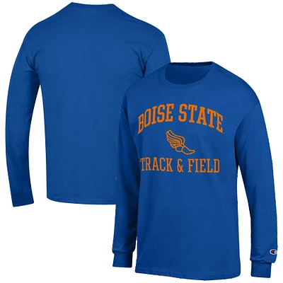 Men's Champion  Royal Boise State Broncos Track & Field Icon Long Sleeve T-Shirt