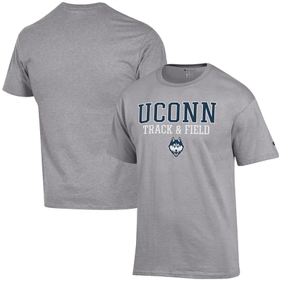 Men's Champion Gray UConn Huskies Track & Field Stack T-Shirt