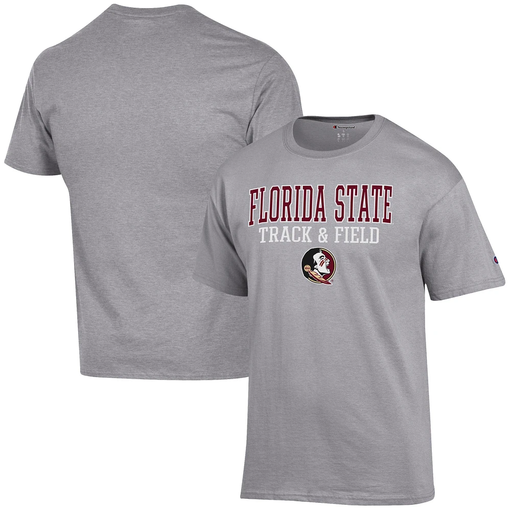 Men's Champion Gray Florida State Seminoles Track & Field Stack T-Shirt
