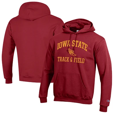 Men's Champion Cardinal Iowa State Cyclones Track & Field Icon Powerblend Pullover Hoodie