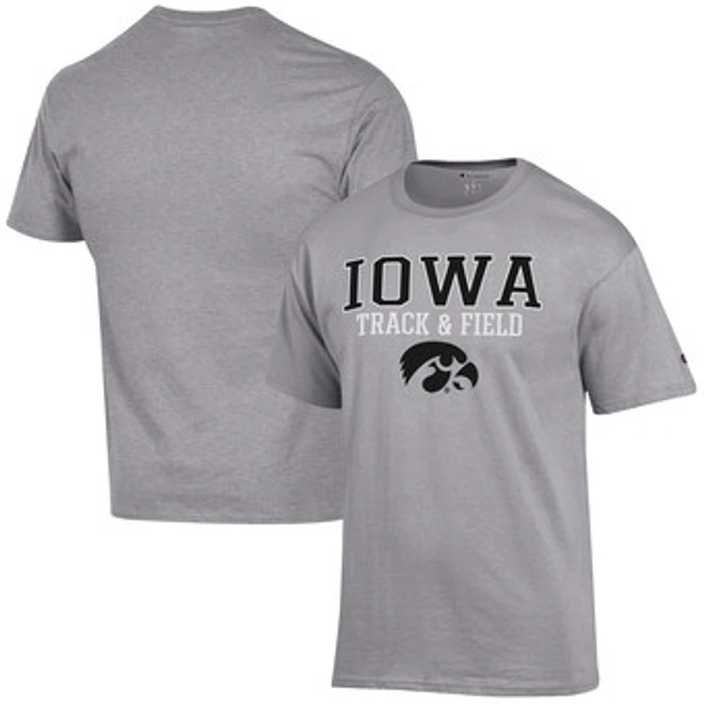 Men's Champion Gray Iowa Hawkeyes Track & Field Stack T-Shirt