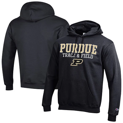 Men's Champion Purdue Boilermakers Track & Field Stack Powerblend Pullover Hoodie