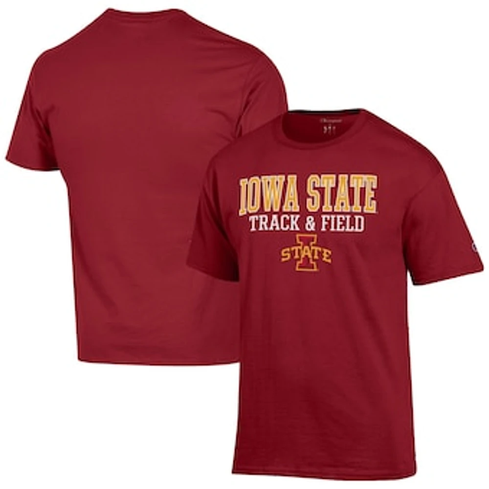Men's Champion Cardinal Iowa State Cyclones Track & Field Stack T-Shirt
