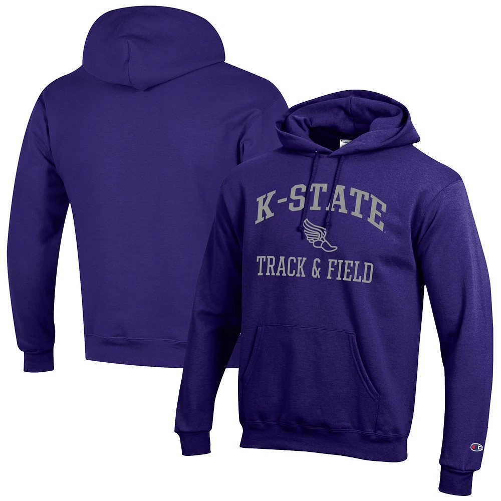 Men's Champion Kansas State Wildcats Track & Field Icon Powerblend Pullover Hoodie