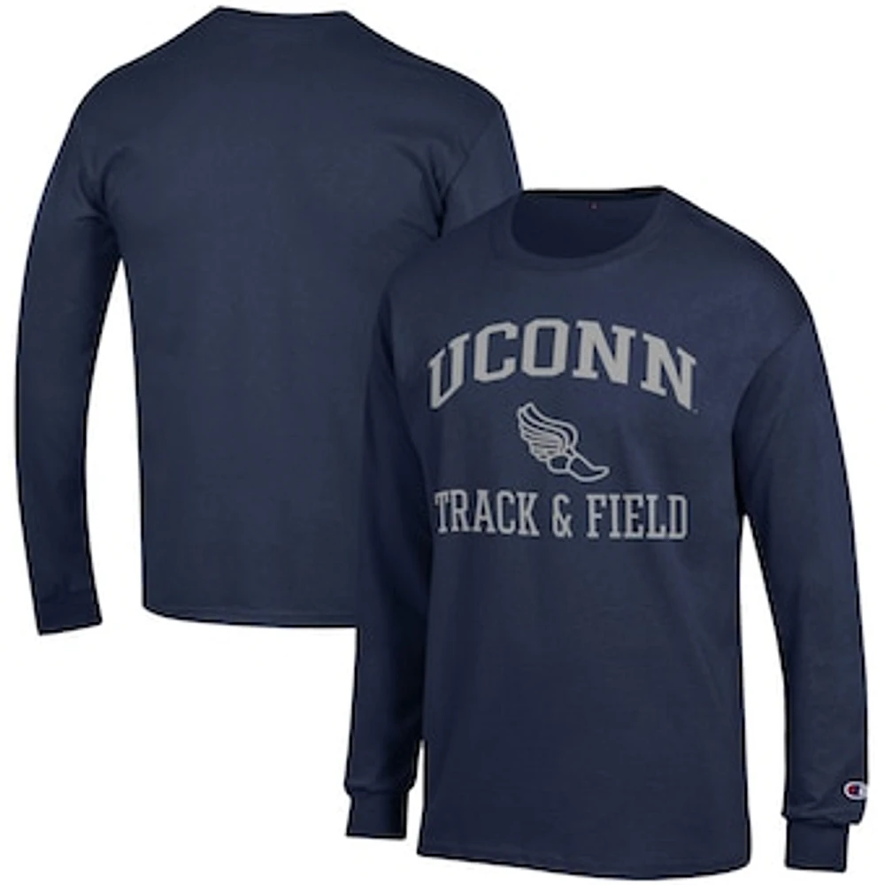Men's Champion Navy UConn Huskies Track & Field Icon Long Sleeve T-Shirt