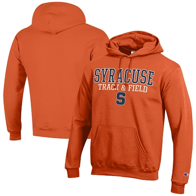 Men's Champion Orange Syracuse Track & Field Stack Powerblend Pullover Hoodie