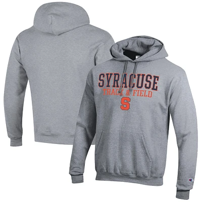 Men's Champion Gray Syracuse Orange Track & Field Stack Powerblend Pullover Hoodie