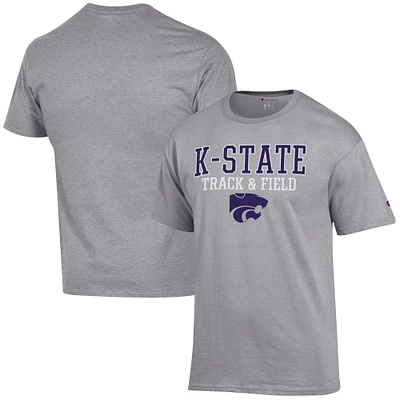 Men's Champion Gray Kansas State Wildcats Track & Field Stack T-Shirt