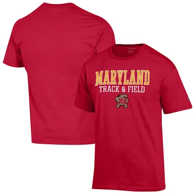 Men's Champion Red Maryland Terrapins Track & Field Stack T-Shirt