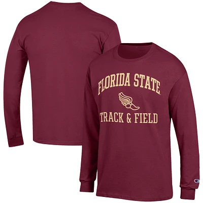 Men's Champion Garnet Florida State Seminoles Track & Field Icon Long Sleeve T-Shirt