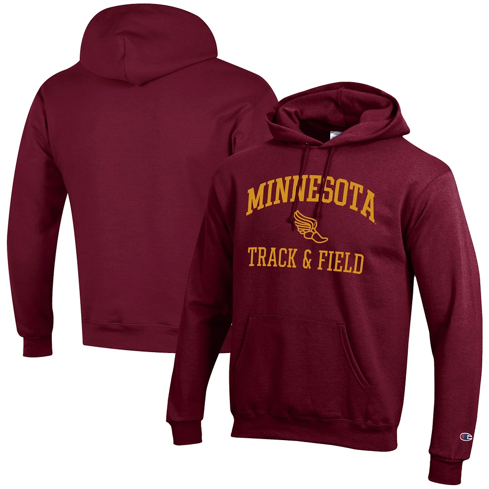 Men's Champion Maroon Minnesota Golden Gophers Track & Field Icon Powerblend Pullover Hoodie