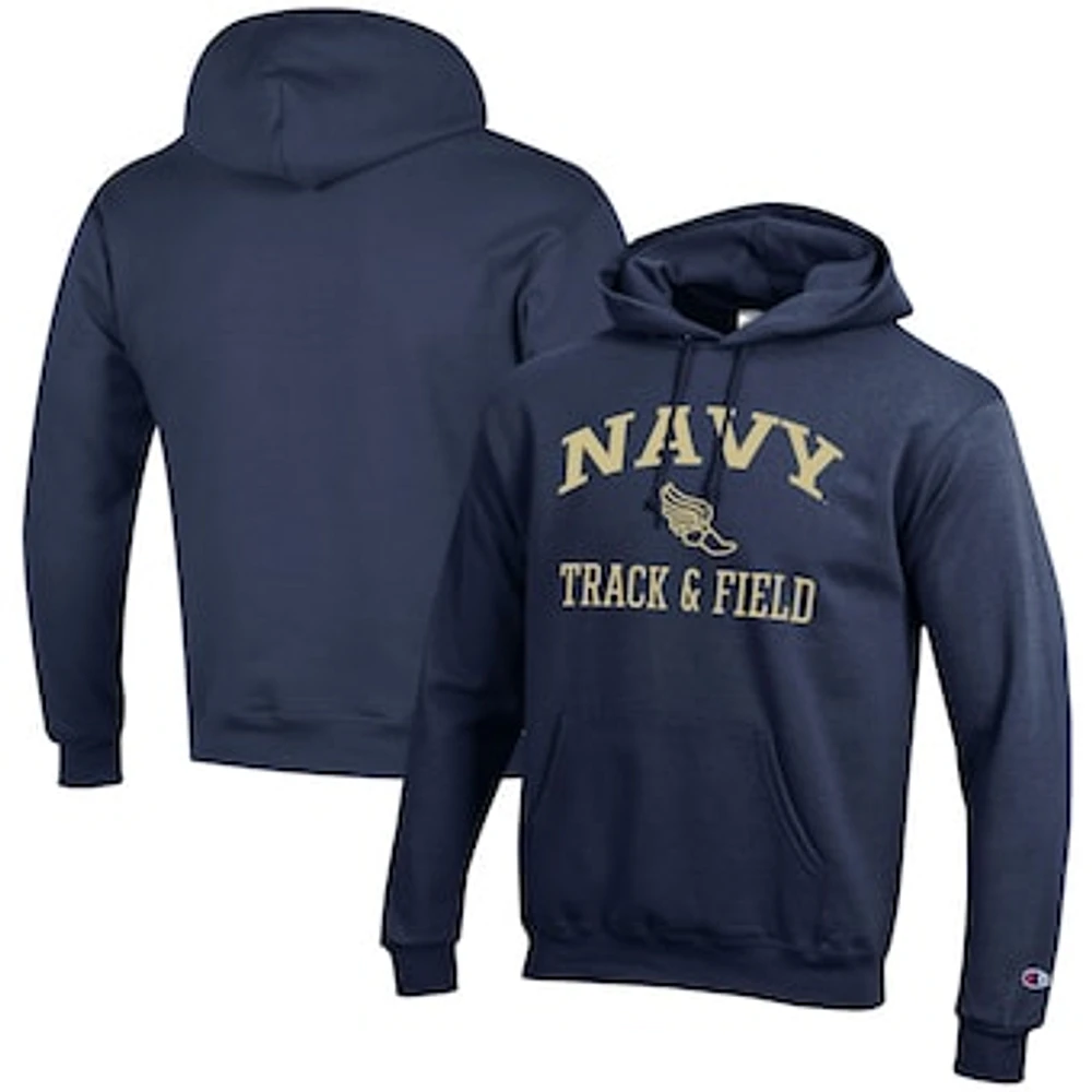 Men's Champion Navy Midshipmen Track & Field Icon Powerblend Pullover Hoodie