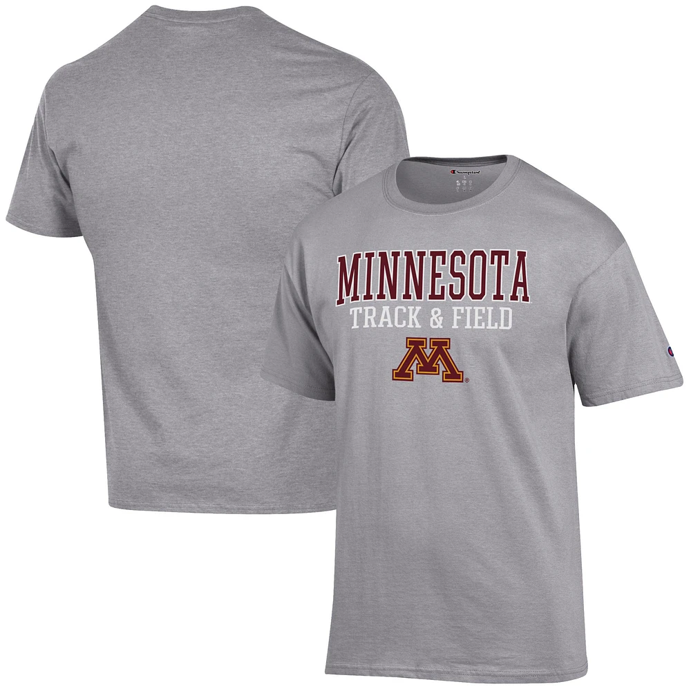 Men's Champion Gray Minnesota Golden Gophers Track & Field Stack T-Shirt