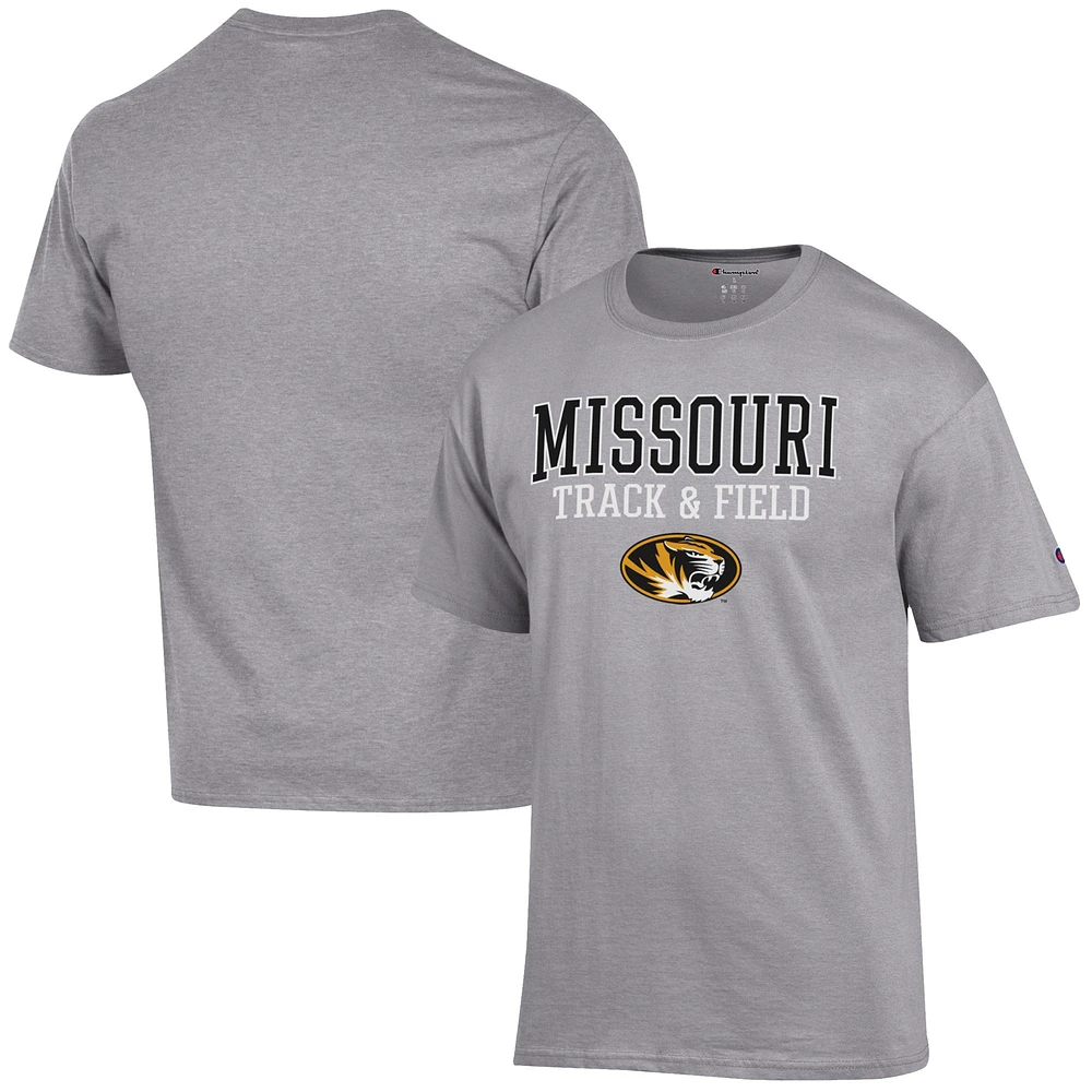 Men's Champion Gray Missouri Tigers Track & Field Stack T-Shirt