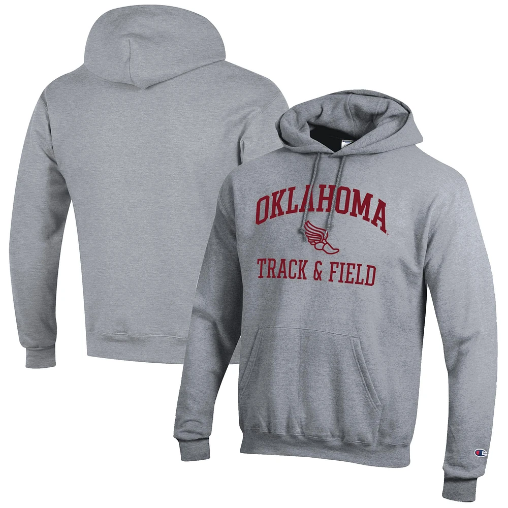 Men's Champion Gray Oklahoma Sooners Track & Field Icon Powerblend Pullover Hoodie