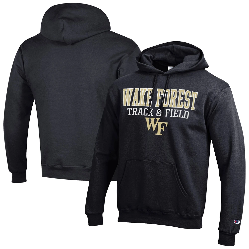 Men's Champion Wake Forest Demon Deacons Track & Field Stack Powerblend Pullover Hoodie