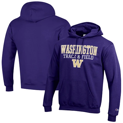 Men's Champion Washington Huskies Track & Field Stack Powerblend Pullover Hoodie