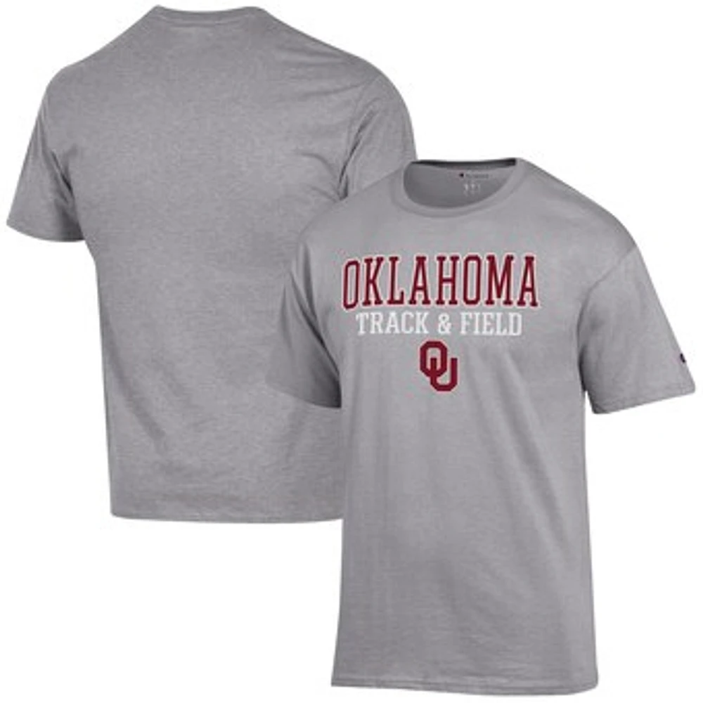 Men's Champion Gray Oklahoma Sooners Track & Field Stack T-Shirt