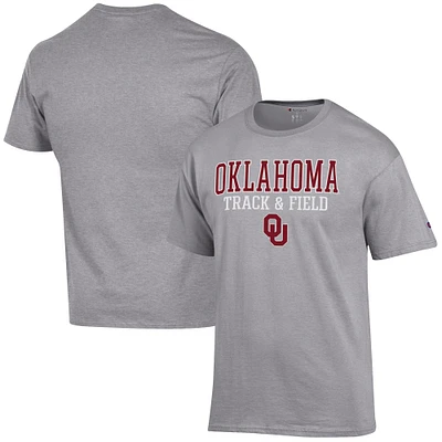 Men's Champion Gray Oklahoma Sooners Track & Field Stack T-Shirt