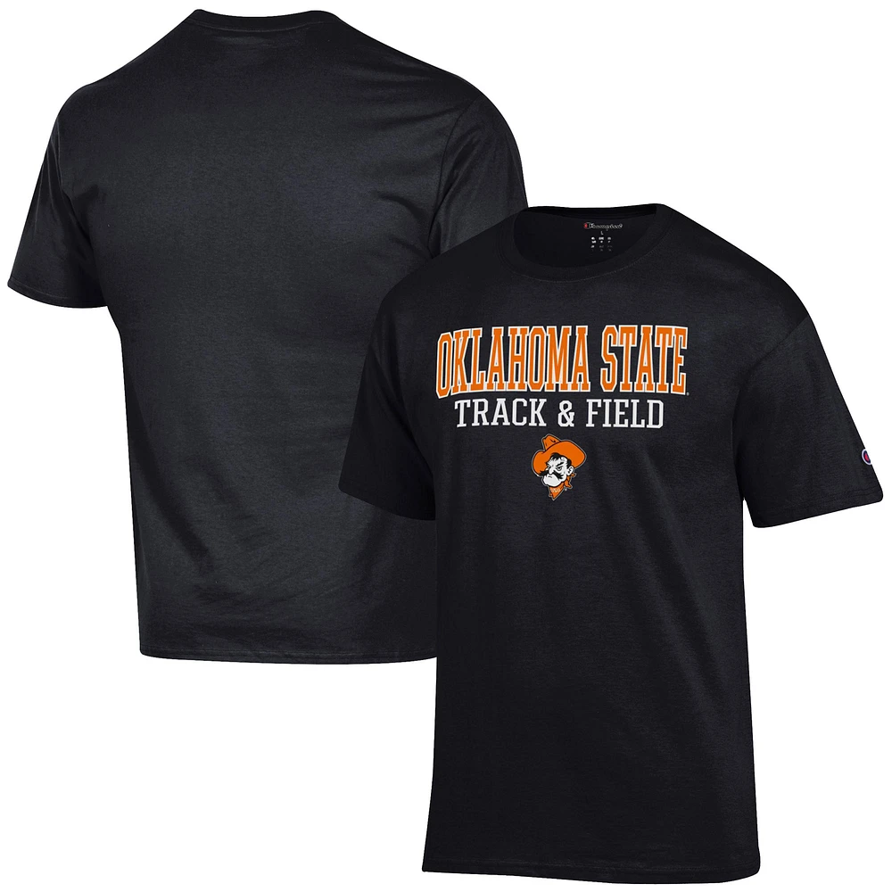 Men's Champion Black Oklahoma State Cowboys Track & Field Stack T-Shirt