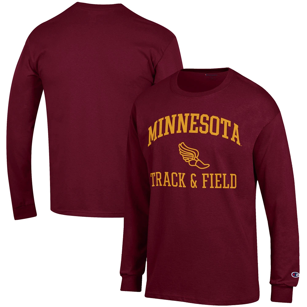 Men's Champion Maroon Minnesota Golden Gophers Track & Field Icon Long Sleeve T-Shirt