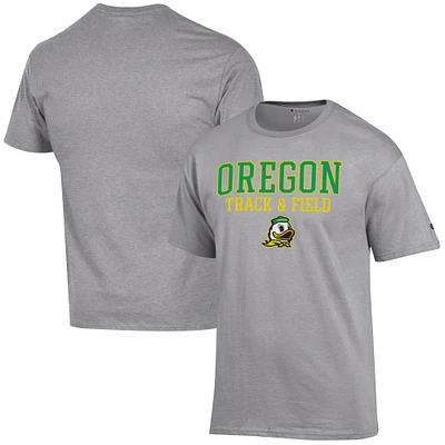 Men's Champion Gray Oregon Ducks Track & Field Stack T-Shirt