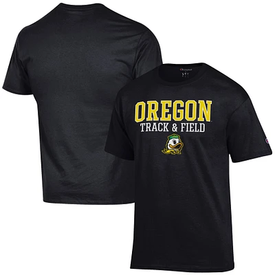 Men's Champion Black Oregon Ducks Track & Field Stack T-Shirt